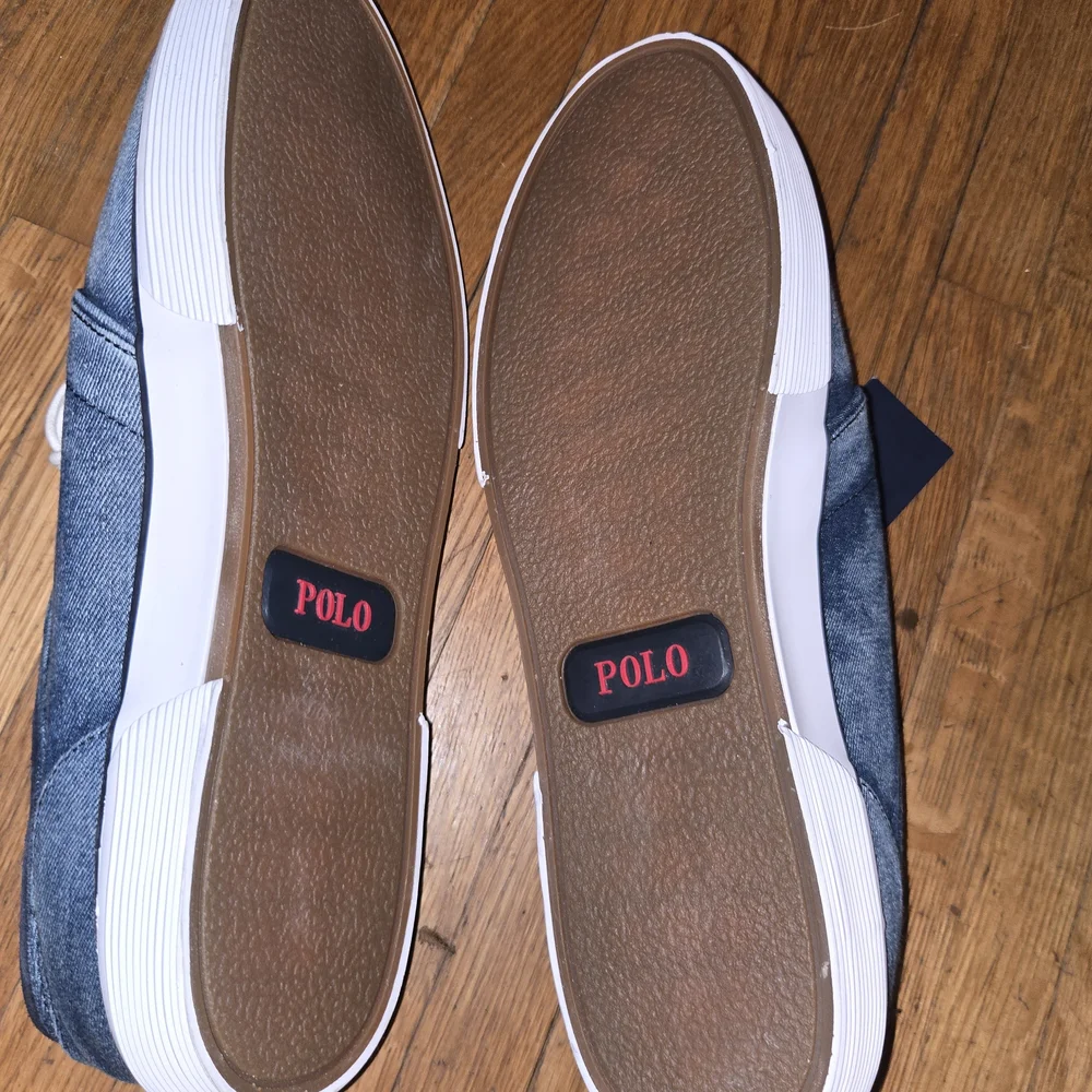Polo by Ralph Lauren Men's Denim-Style Boat Shoes - Blue with White Laces